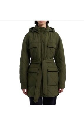 Olive Quilted Puffer Jacket